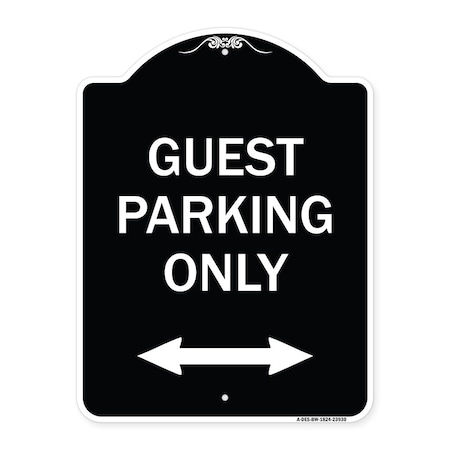 Signmission Guest Parking W/ Bidirectional Arrow Heavy-Gauge Aluminum Sign, 24" x 18", BW-1824-23930 A-DES-BW-1824-23930